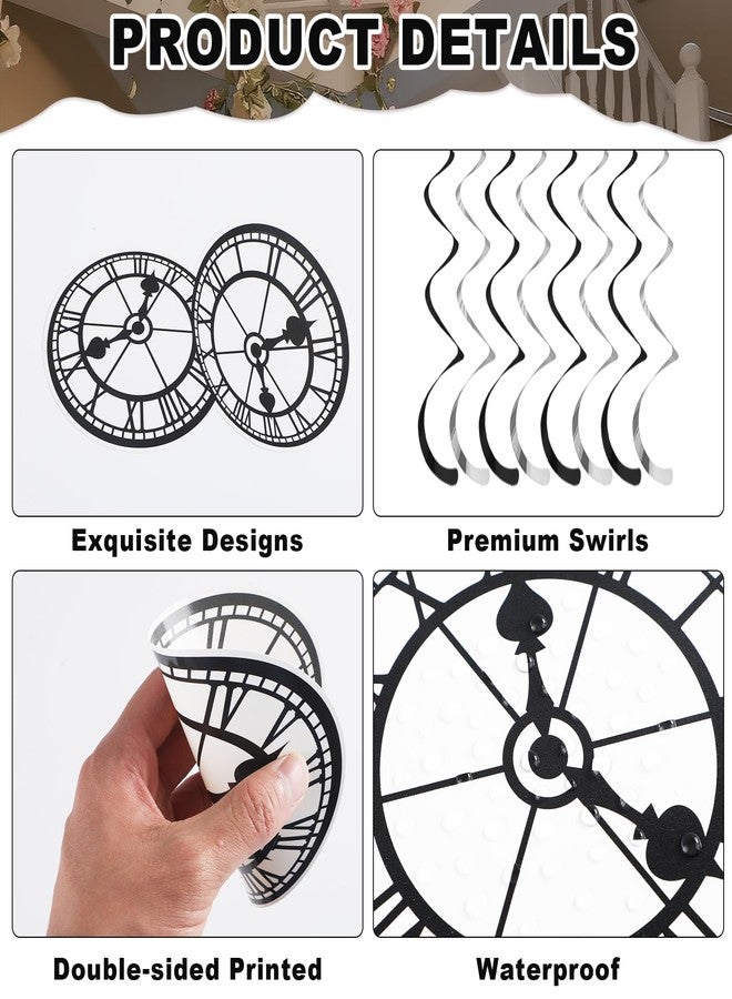 Oitnlaughter 60Pcs Wonderland Clock Hanging Swirls Wonderland Tea Birthday Party Decorations Curious Clock Ceiling Streamers Fairytale Themed Hanging Decorations for Birthday Baby Shower Tea Party Supplies - Image 3